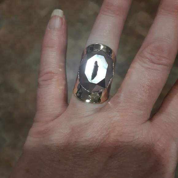 New Titanium Window Druzy Adjustable Gold Ring. - Picture 8 of 8